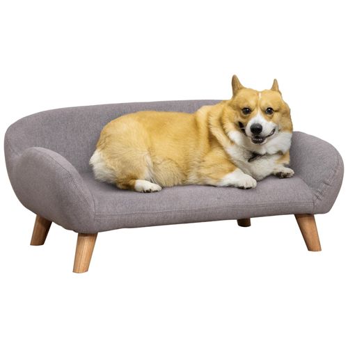Canapé Chien Lit Pour Chien Design Scandinave Déhoussable Dim. 72l X 44l X 31h Cm Pieds Bois Tissu Polyester Gris