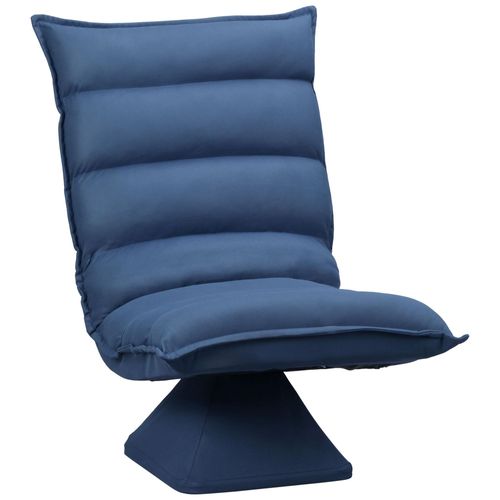 Fauteuil Relax Grand Confort Pivotant Inclinaison Réglable 5 Niv. Épais Garnissage Mousse Haute Densité Tissu Velours Microfibre Bleu