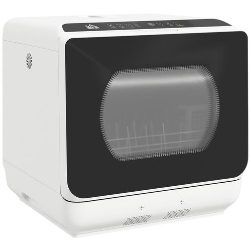 Mini lave-vaisselle 840W - filtrage, fonctions lavage séchage - 5 programmes - porte verre trempé noir blanc
