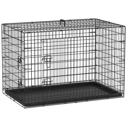 Cage Caisse De Transport Pliante Pour Chien En Métal Noir 106 X 71 X 76 Cm