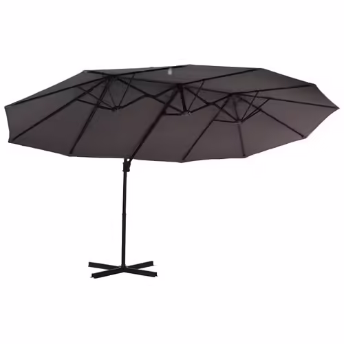Parasol D?Port? Grande Taille Xxl Inclinable Dim. 4,4l X 2,7l X 2,5h M Pi?Tement En Acier Inclus Polyester Gris
