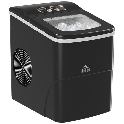 Machine à glaçon 120 W - capacité réservoir eau 1,8 L - capacité réservoir glace 0,8 Kg - cuillère et panier inclus - PP noir