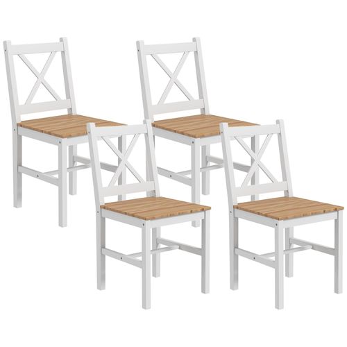 Lot De 4 Chaises De Salle À Manger Esprit Campagne Dossier Croisé Bois Pin Blanc