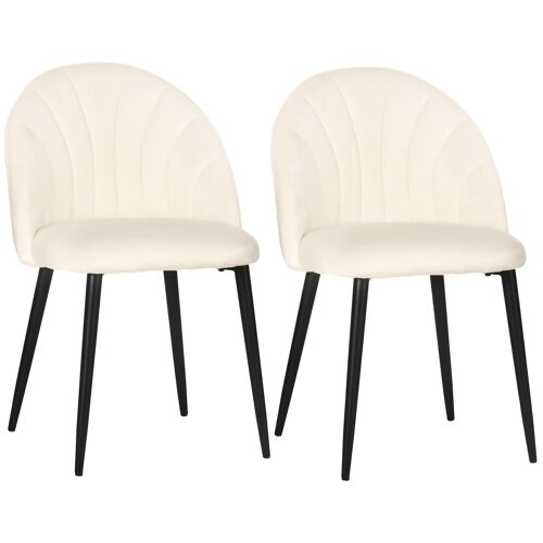 Lot de 2 chaises velours crème pieds métal noir dim. 52L x 54l x 79H cm