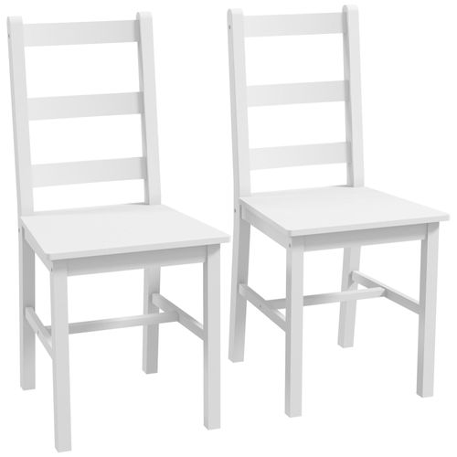 Lot De 2 Chaises Dossier Lattes Style Rural Chic Bois De Pin Blanc