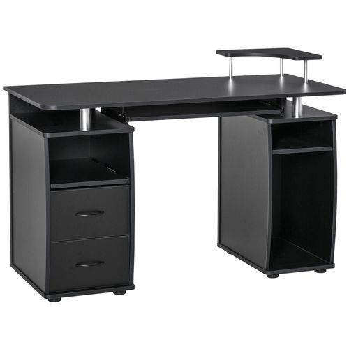 Bureau Informatique Multimédia Multi-Rangements 120l X 55l X 85h Cm Panneaux Particules Noir