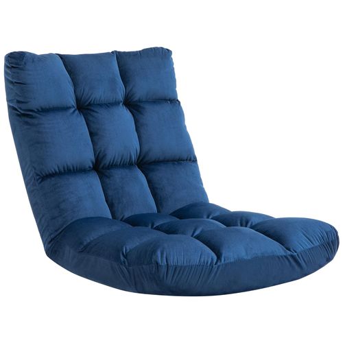 Fauteuil Convertible Fauteuil Paresseux Grand Confort Inclinaison Dossier Multipositions 90°-180° Flanelle Polyester Capitonné Bleu Roi