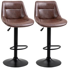 Lot De 2 Tabourets De Bar Vintage Réglable Pivotant Marron Vieilli