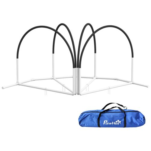 Kit D'agilité Pour Chien 4 Pièces - Hooper Agility - Arceaux Entrainement, Obstacle, Sac De Transport Inclus - Noir