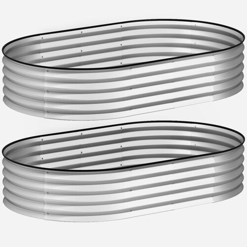 Lot De 2 Jardinières Carrés Potagers Dim. 152 X 91 X 30 Cm Tôle D'acier Galvanisée