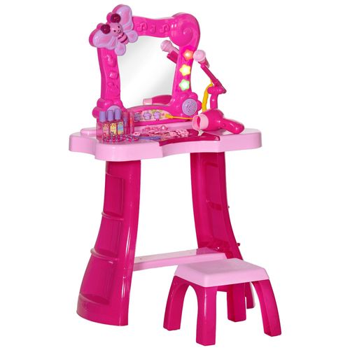 Ensemble Coiffeuse Tabouret Enfant Design - Nombreux Accessoires - Effets Lumineux Sonores - Rose