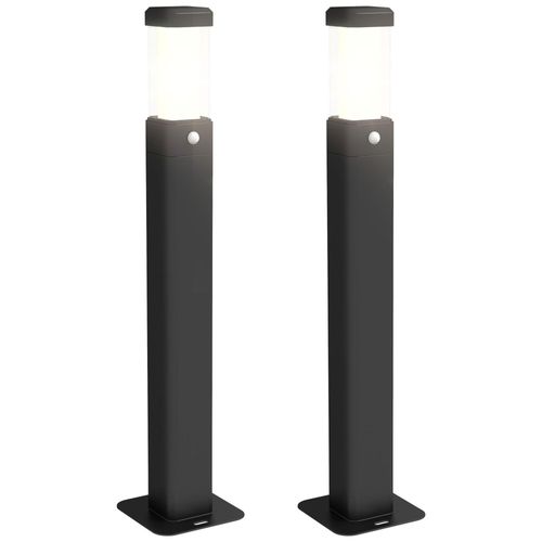 Lot De 2 Lampes D'extérieur - Bornes Lumineuses Led - Norme Ip65 - Alu Noir
