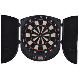 Cible jeu de fléchettes électronique refermable 26 jeux jusqu'à 8 joueurs affichage LCD haut-parleur noir