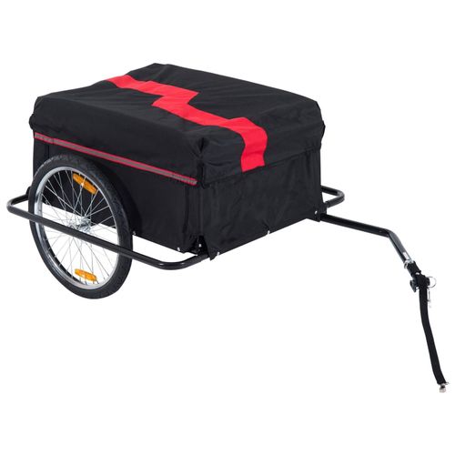 Remorque De Transport Velo Cargo Pliable Charge Max.60kg Avec 4 Reflecteurs Et Housse Amovible Rouge Noir