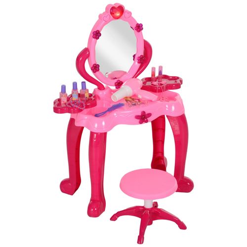 Ensemble Coiffeuse Tabouret Enfant Design - Nombreux Accessoires - Effets Lumineux Sonores - Rose