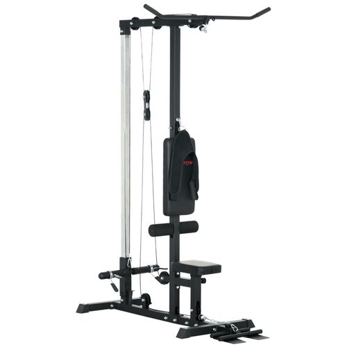 Station De Musculation Tirage Poitrine - Lat Pulldown Machine - Bande De Résistance, Siège Réglable - Noir