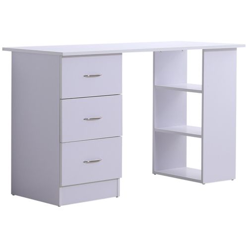 Bureau Informatique 3 Tiroirs 2 Étagères Aspect Bois