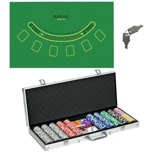 Mallette Pro De Poker Verrouillable Coffret Pro Poker 500 Jetons 2 Jeux Cartes 5 Dés 3 Boutons 2 Clés Tapis Alu