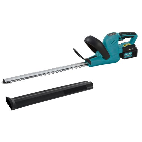 Taille-haies sans fil 18V 2 batteries 3 Ah fournies lame asymétrique double action 51 cm - kit complet bleu