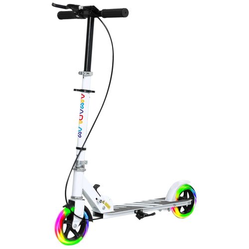 Trottinette Pliable Réglable Enfant 3-8 Ans Roues Lumineuses Led Frein Friction Arrière Et Frein Main Métal Noir Blanc