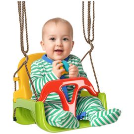 Balançoire Siège 3 En 1 Évolutif Réglable Enfant - Dossier, Barre En T Amovibles, Ceinture