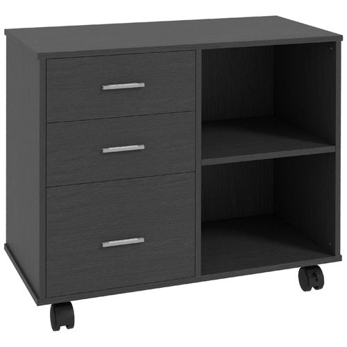 Support D'imprimante Organiseur Bureau Caisson 3 Tiroirs + 2 Niches + Grand Plateau Panneaux Particules N