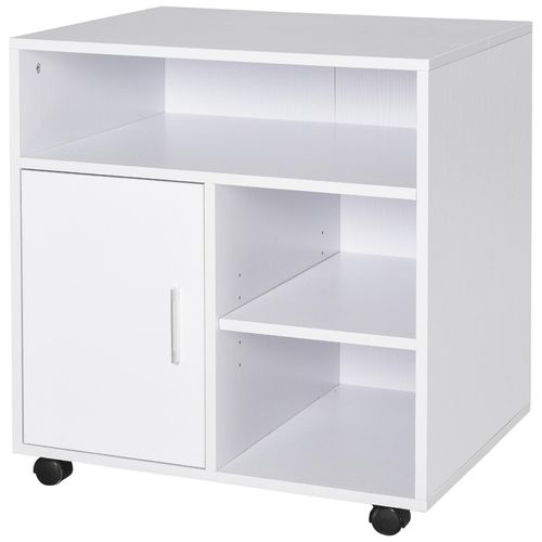 Support D'imprimante Organiseur Bureau Caisson Placard Porte 3 Niches + Grand Plateau Panneaux Particules