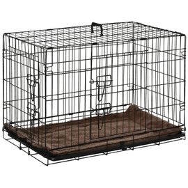 Cage De Transport Pliante Pour Chien Poignée, Plateau Amovible, Coussin Fourni 76 X 53 X 57 Cm Noir