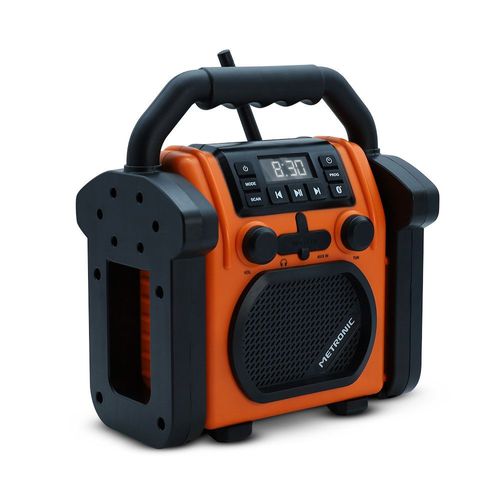 Radio de chantier Billy avec batterie rechargeable, radio FM, Bluetooth, batterie de secours - orange