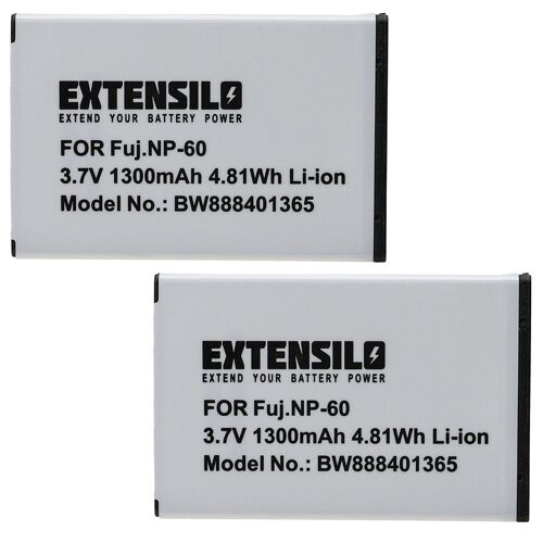 EXTENSILO 2x Batterie compatible avec Digilife DDV-C511, DDV-D7A, DDV-D7B, DDV-DL11M, DDV-H10, DDV-H10Z appareil photo (1300mAh, 3,7V, Li-ion)