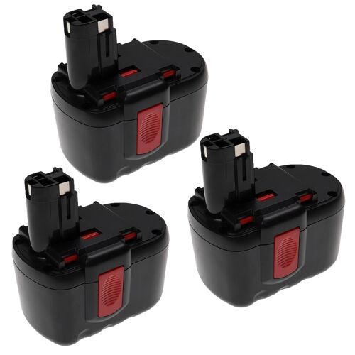 EXTENSILO 3x Batterie compatible avec Bosch 3924, 3924-24, 3960, 52324, 52324B, BACCS 24V, GBH-24V outil électrique (3300 mAh, NiMH, 24 V)