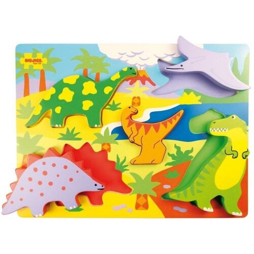 Bigjigs Puzzle De Forme En Bois Dinosaures - 5 Pièces