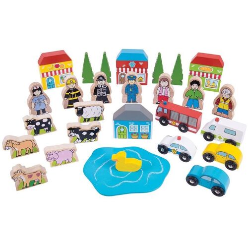 Bigjigs Train Rails Extension Set - Figures & Buildings