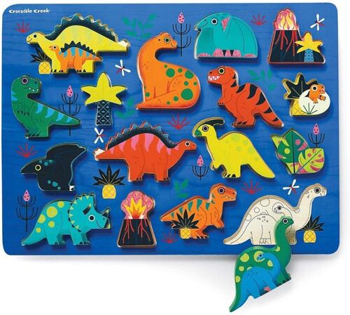 Crocodile Creek Puzzle De Forme En Bois Dinosaures - 16 Pièces
