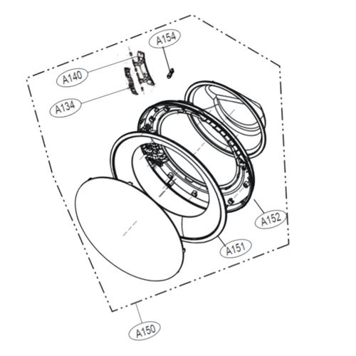 Hublot complet (repère A150) - Lave-linge (ADC74745511 LG)