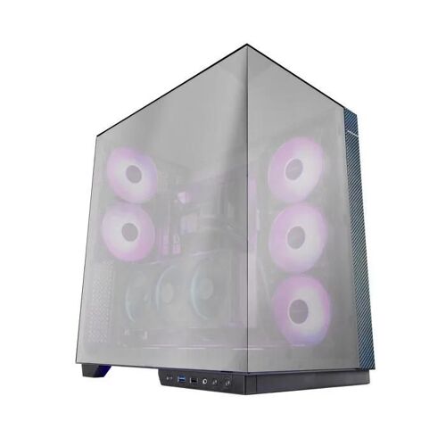 MARS GAMING MC-3GFPRO, Boîtier Gaming ATX, Triple Verre Chromé, 2X Ventilateurs ARGB 120mm, Montage Vertical des Cartes Graphiques,