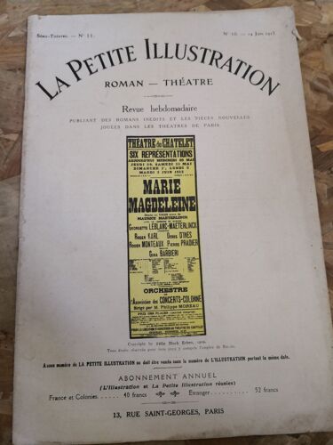 La Petite Illustration   Roman Theatre N° 11 : Marie Magdeleine  De Maurice Maeterlinck