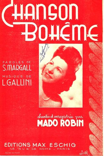 Chanson Bohème. Mado Robin. A 63