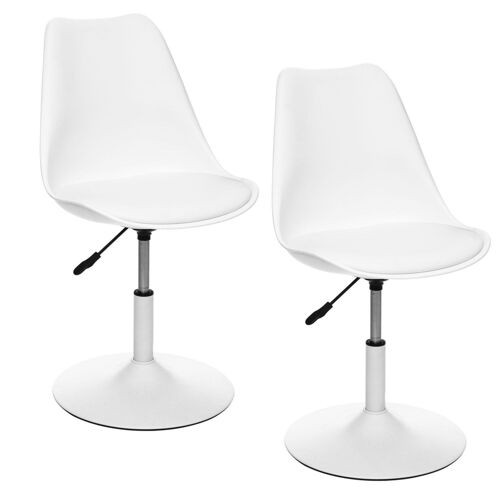 Lot de 2 Chaises ajustables en hauteur en polypropylène avec coussin - Blanc