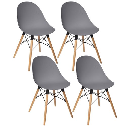 Lot De 4 Chaises Ezra En Polypropylène - Gris