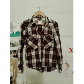 Chemise À Carreaux Blanche Traits Rouges /Noirs 38 M Zara Woman.