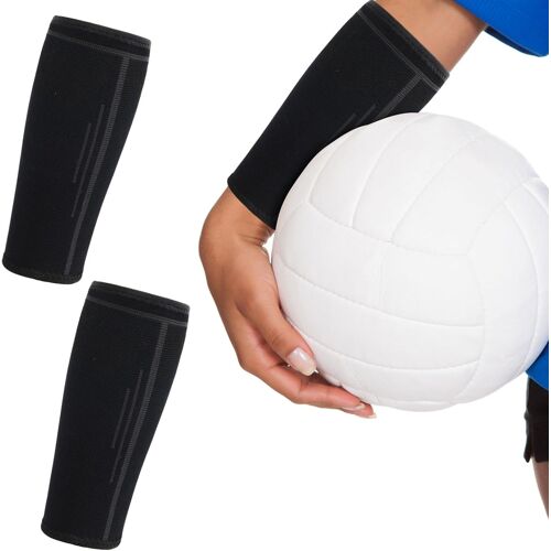 Kalanka-1 Paire De Manchons De Volleyball Noir Unisexe Protège-Bras De Volleyball Manchon De Compression Bras Pour Homme Ou Femme Élastique Manchettes De Bras De Volley-Ball En Taille L