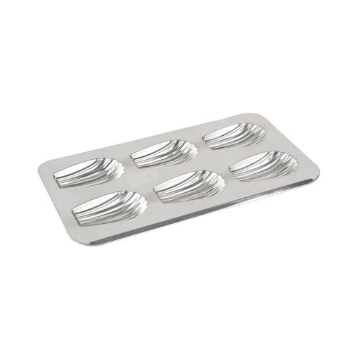 Plaque 6 Madeleines Gourmandes - Fer Blanc - 395 X 200 Mm