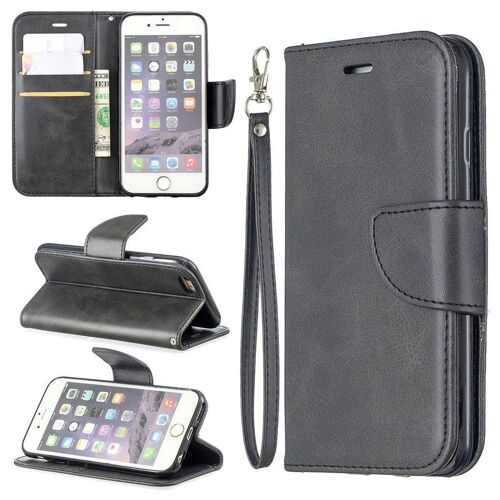 Apple Iphone 6 6s Coque, Saturcase Luxe Pu Cuir Magnétique Flip Portefeuille Support Porte-Carte Protecteur Coque Housse Étui Avec Dragonne Pour Apple Iphone 6 6s (Noir)