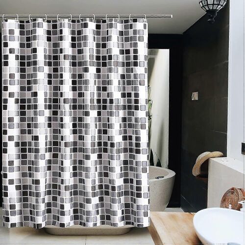 Rideau de douche en mosaïque classique, rideau de bain de haute qualité, rideau en tissu de lavage en polyester imperméable à l'eau, rideau de salle de bain décoratif, 180x200cm