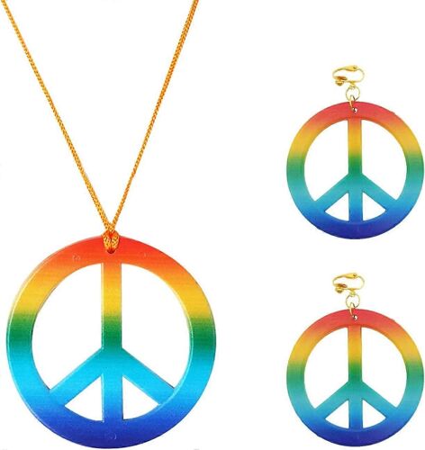 Ensemble De Bijoux Fantaisie Hippie, Collier Et Boucles D'oreilles Costume Hippie Ensemble Hippie Style Hippie Signe De Paix Accessoires Hippie Pour La Fête
