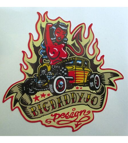 Sticker Diablesse Rouge Et Hot Rod 11.5x12 Cm Bygdaddyjo Design Autocollant