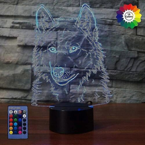 Creative 3d Wolf Night Lamp Art Deco Lamp Lights Led Décoration Lampes Télécommande 7/16 Couleurs Changement Veilleuse USB Powered Enfants Cadeau Anniversaire Chri