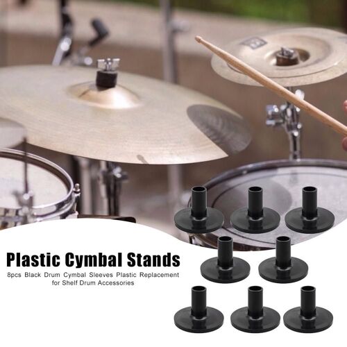 Jeu De 8 Manchons De Cymbales En Plastique Avec Base À Bride Noire