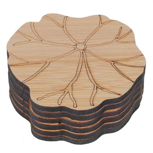 6 Pcs/Set Tasse À Thé Tapis Bambou Coaster Chaleur Isolé Tasse Pad Verrerie Accessoire De Table Type De Feuille De Lotus